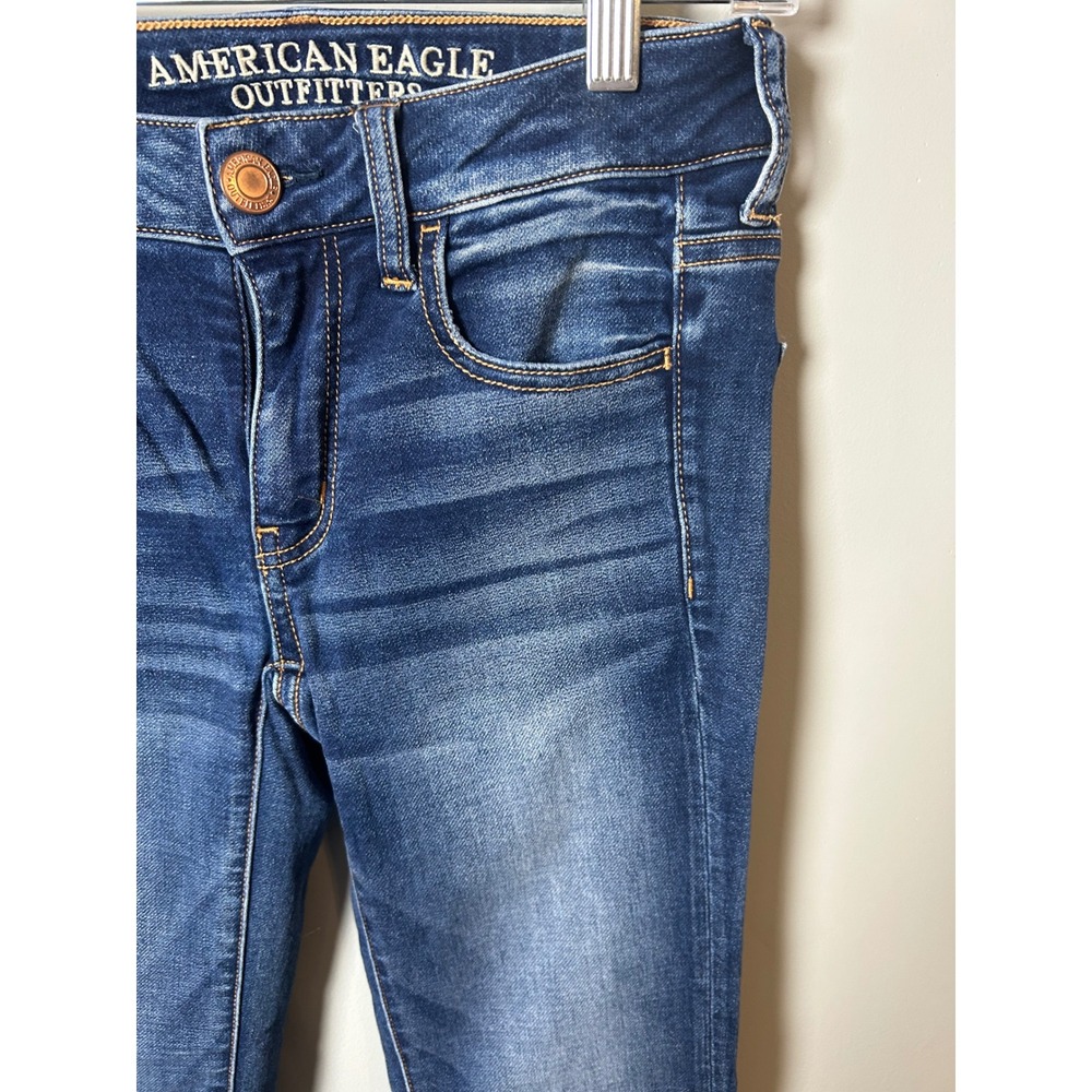 American Eagle Outfitters Jeggings Dark Wash Skinny Jeans Size 2 X-Long - Picture 3 of 6